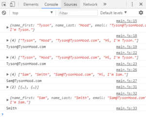 Console Log Results