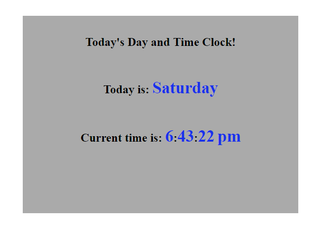 A fully function day/time clock. - JavaScript Practice