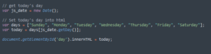 JS Code to change the day.